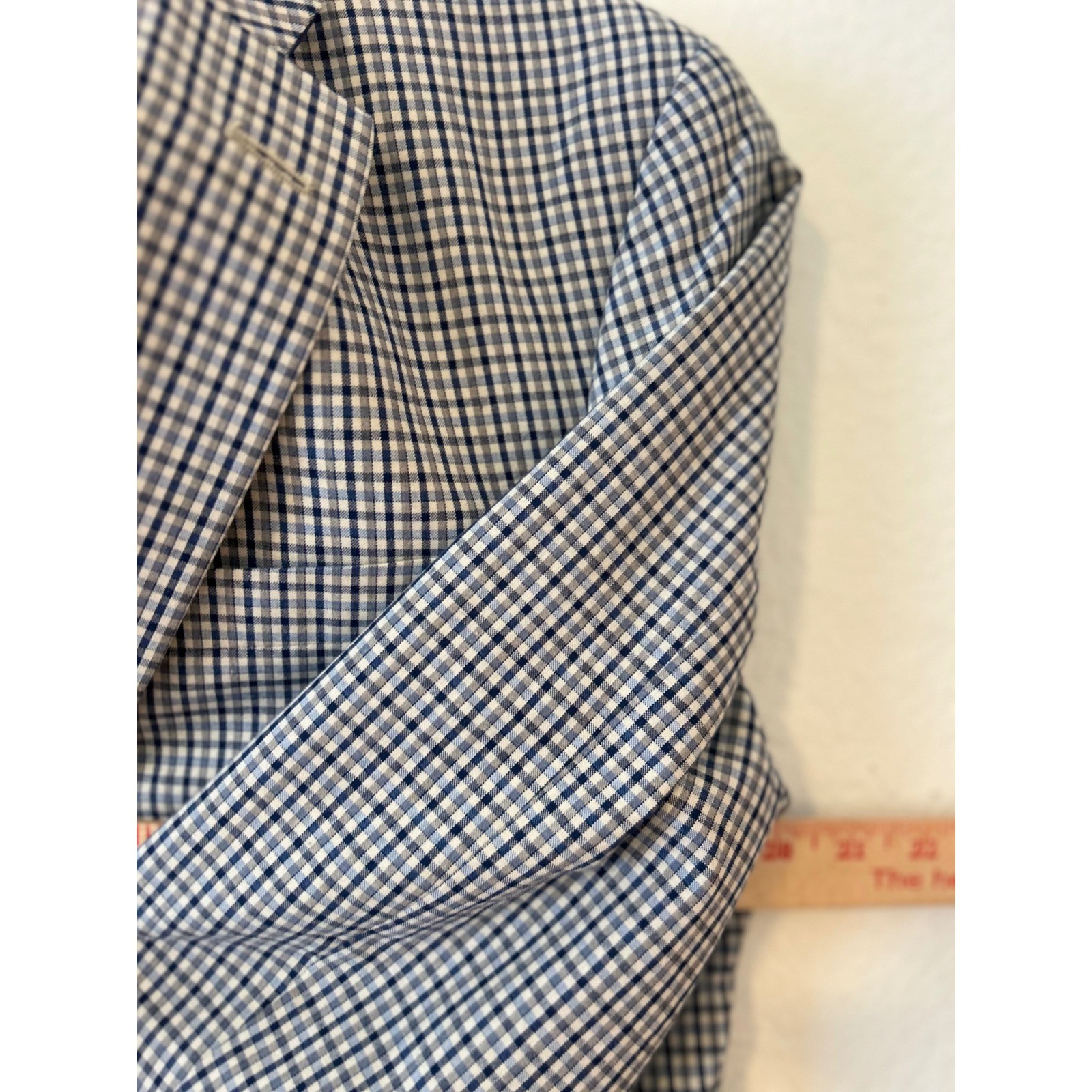 Preppy Tommy Hilfiger Americana Gingham Blazer Navy White Sport Coat S36