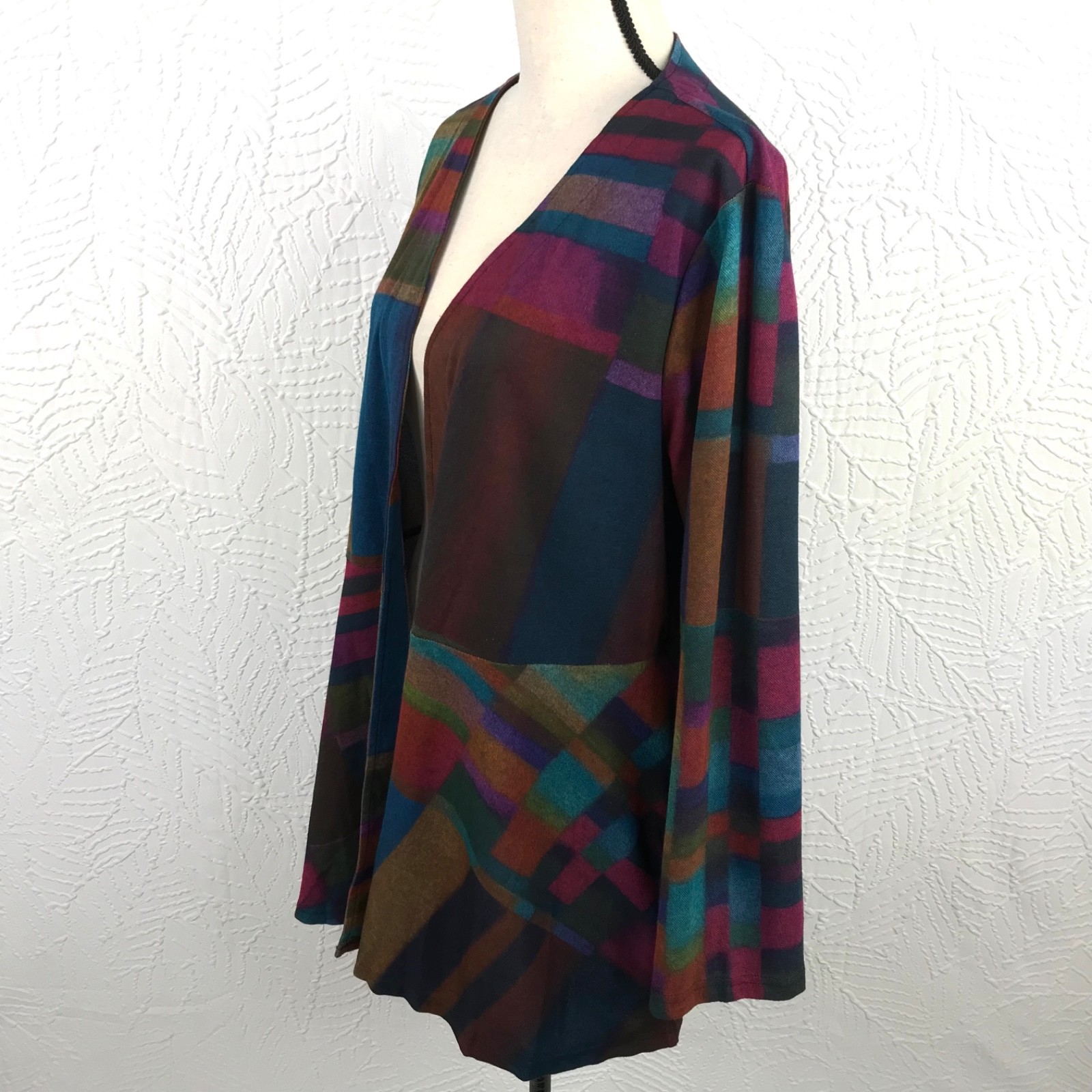 Parsley & Sage Peplum Swing Petalura Cardigan XL Colorful JewelTone Stretch