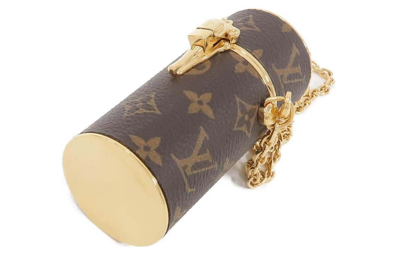 LOUIS VUITTON Lipstick Case Monogram Brown 1.3×1.3×3.3 in