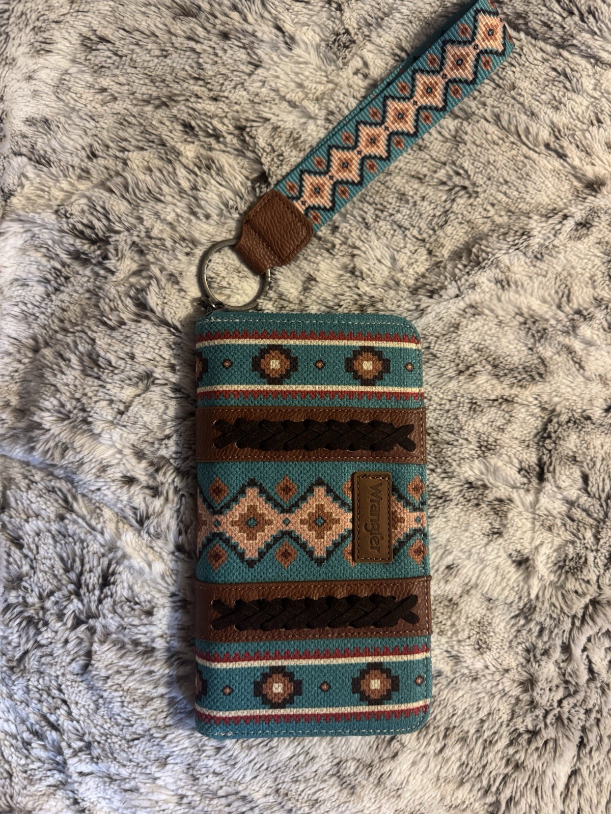 Wrangler Brown And Blue Western Wrist Wallet
