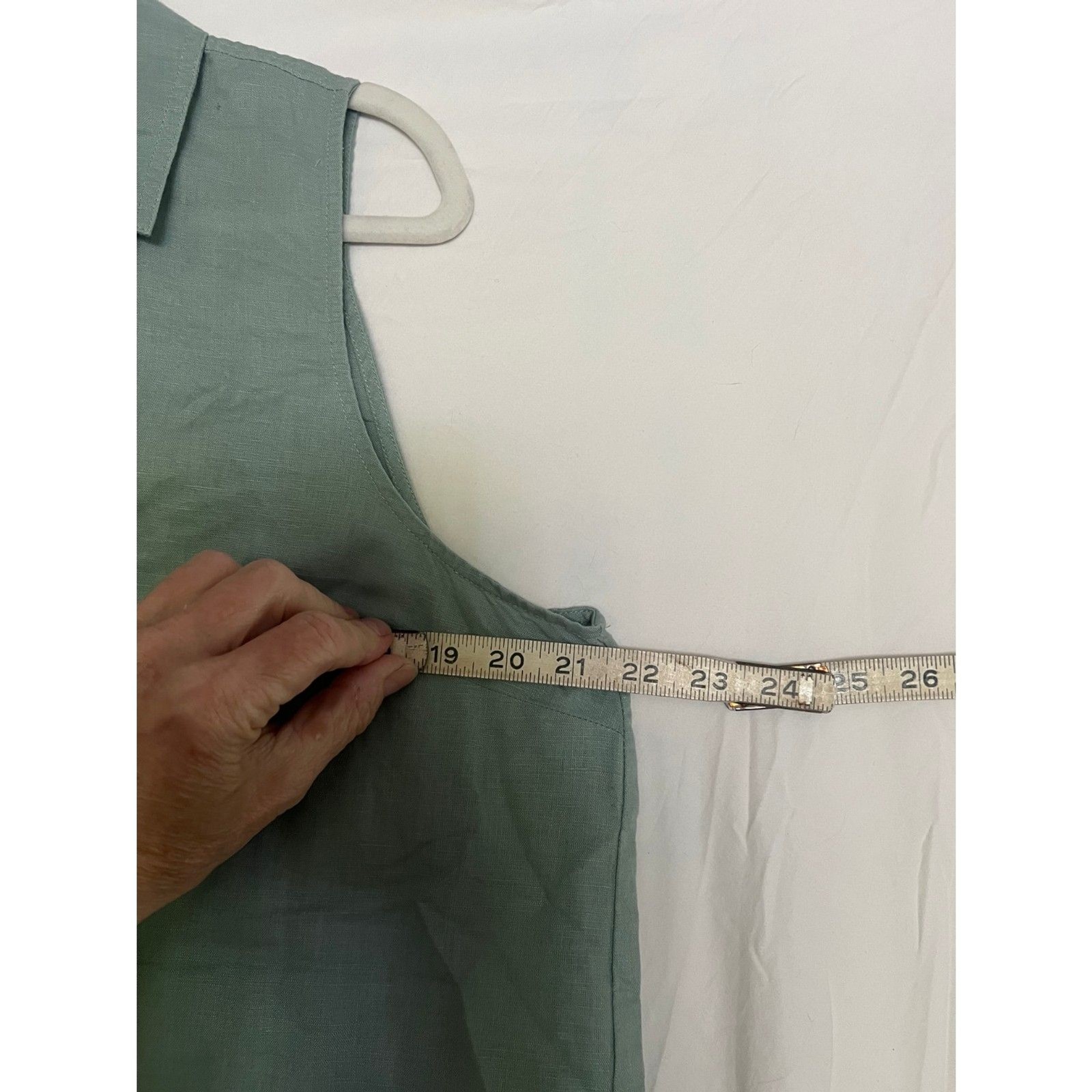 JCrew Linen Cotton Blend Sleeveless Tunic Shirt Sage Green Re-Imagined Large L