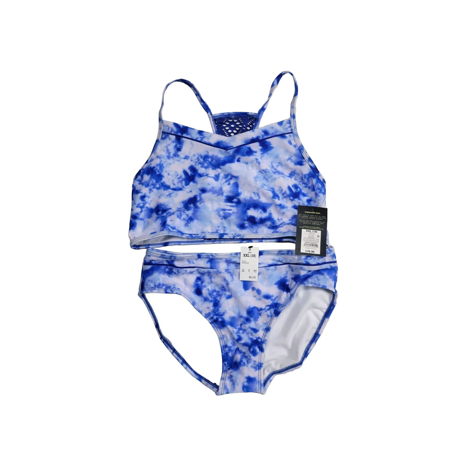 Art Class Girls 2 Piece Bathing Suit Size XXL 18 Blue