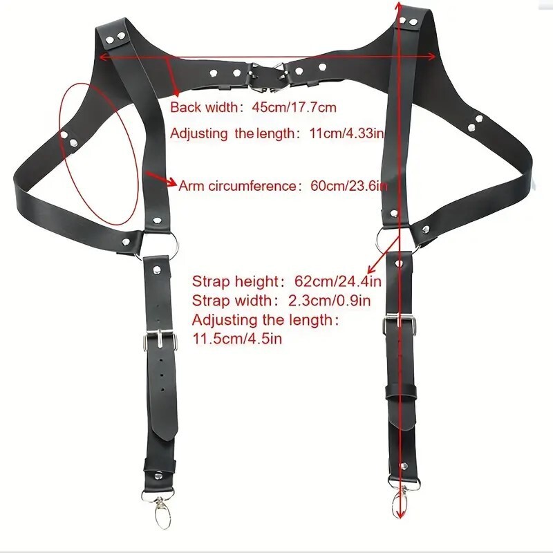 Vintage Leather Suspenders Braces Shoulder Strap Belt Harness For Men O6M3