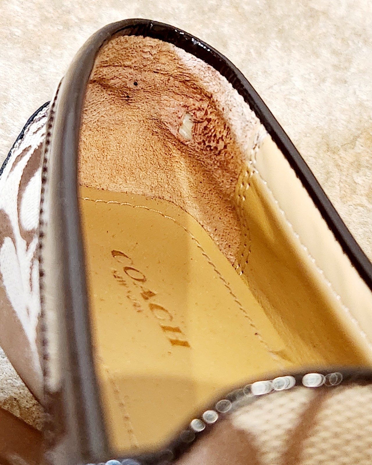 Coach | Women’s 5 B Frida Monogram CC Canvas Brown Leather Driver Loafers EUC ✨️
