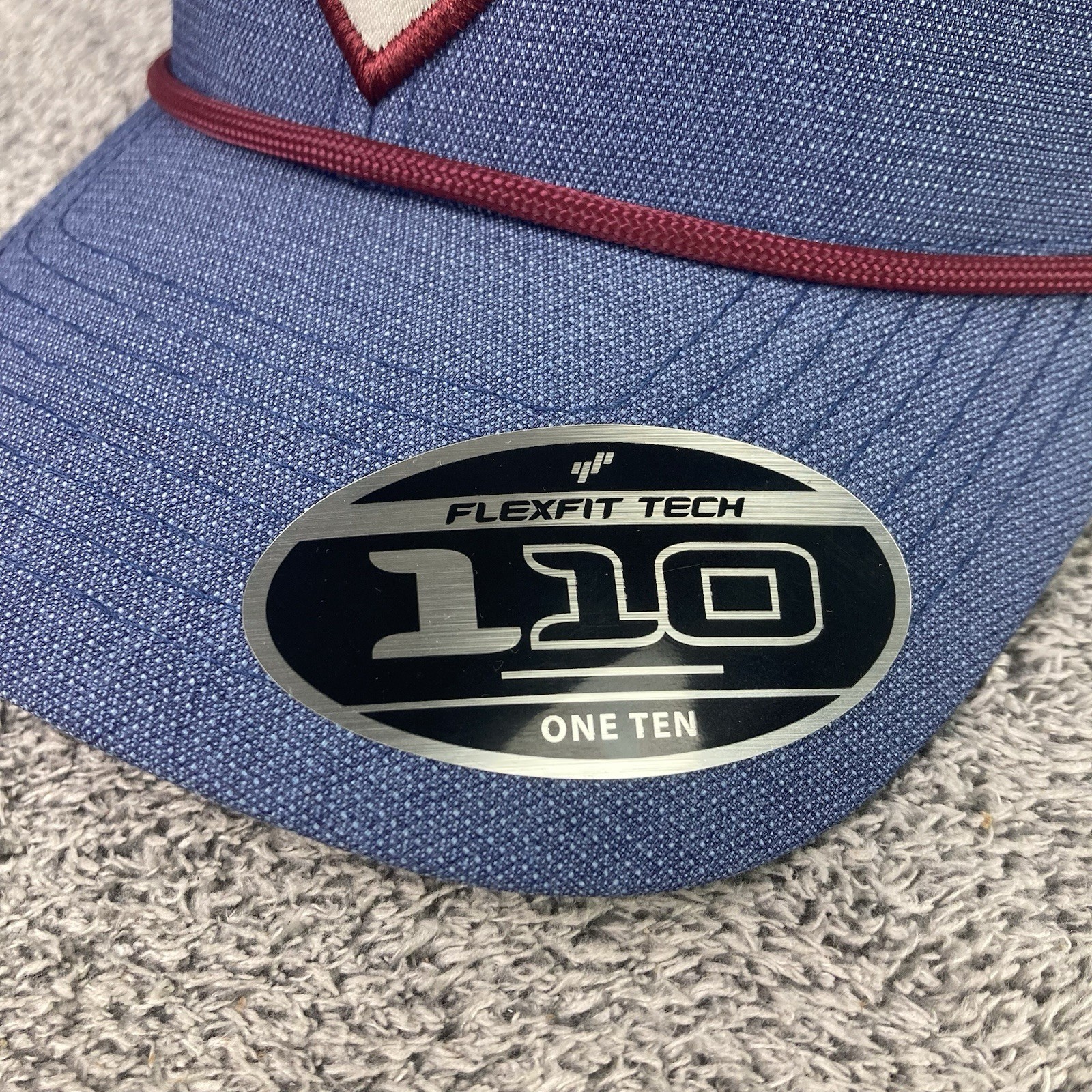 Ariat Mens Flexfit Tech 110 Adjustable Snapback Cap Hat Rope Cord Blue/Red