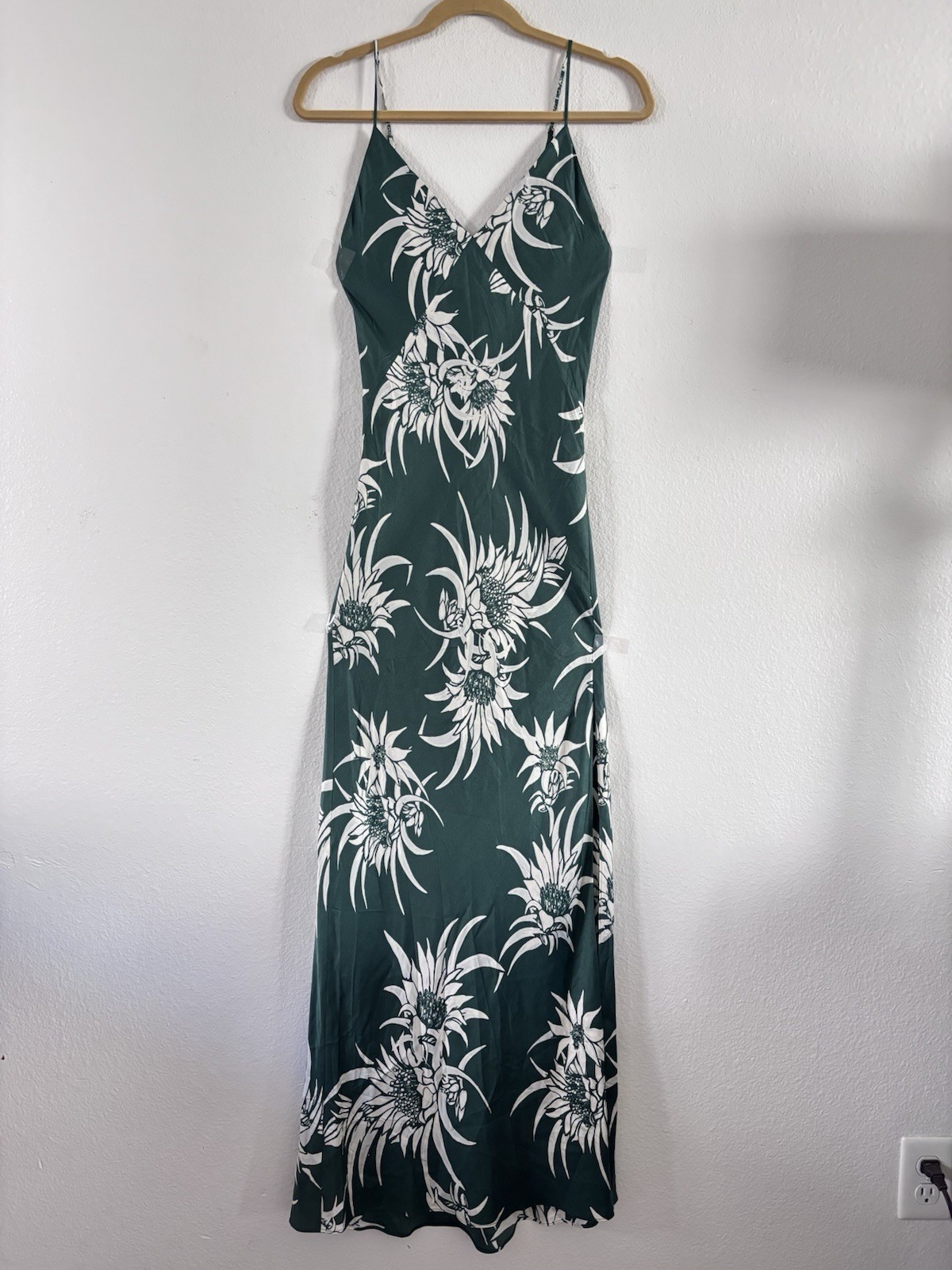 Rag and Bone Larissa Maxi Silk Slip Dress in Green Multi Size: 00
