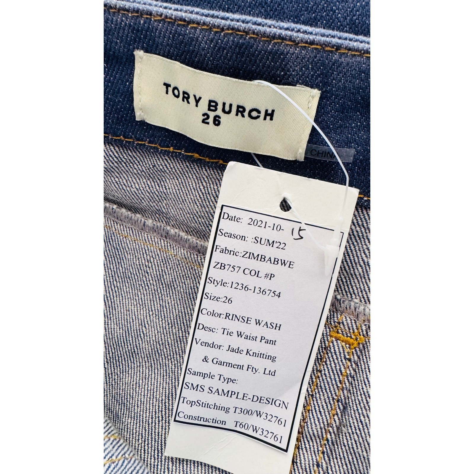 Sz 26 Tory Burch Wide Legs Carpenter Denim Summer 2022