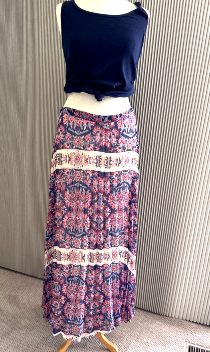 Maxi Boho, Floral Festival Skirt. Size M. Hippy, pleated.