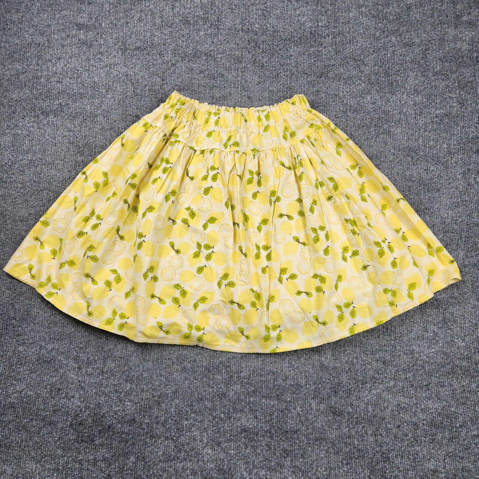 Josiekat’s Trunk Girls Yellow Lemon Citrus Print Elastic Waist Flared Skirt 12
