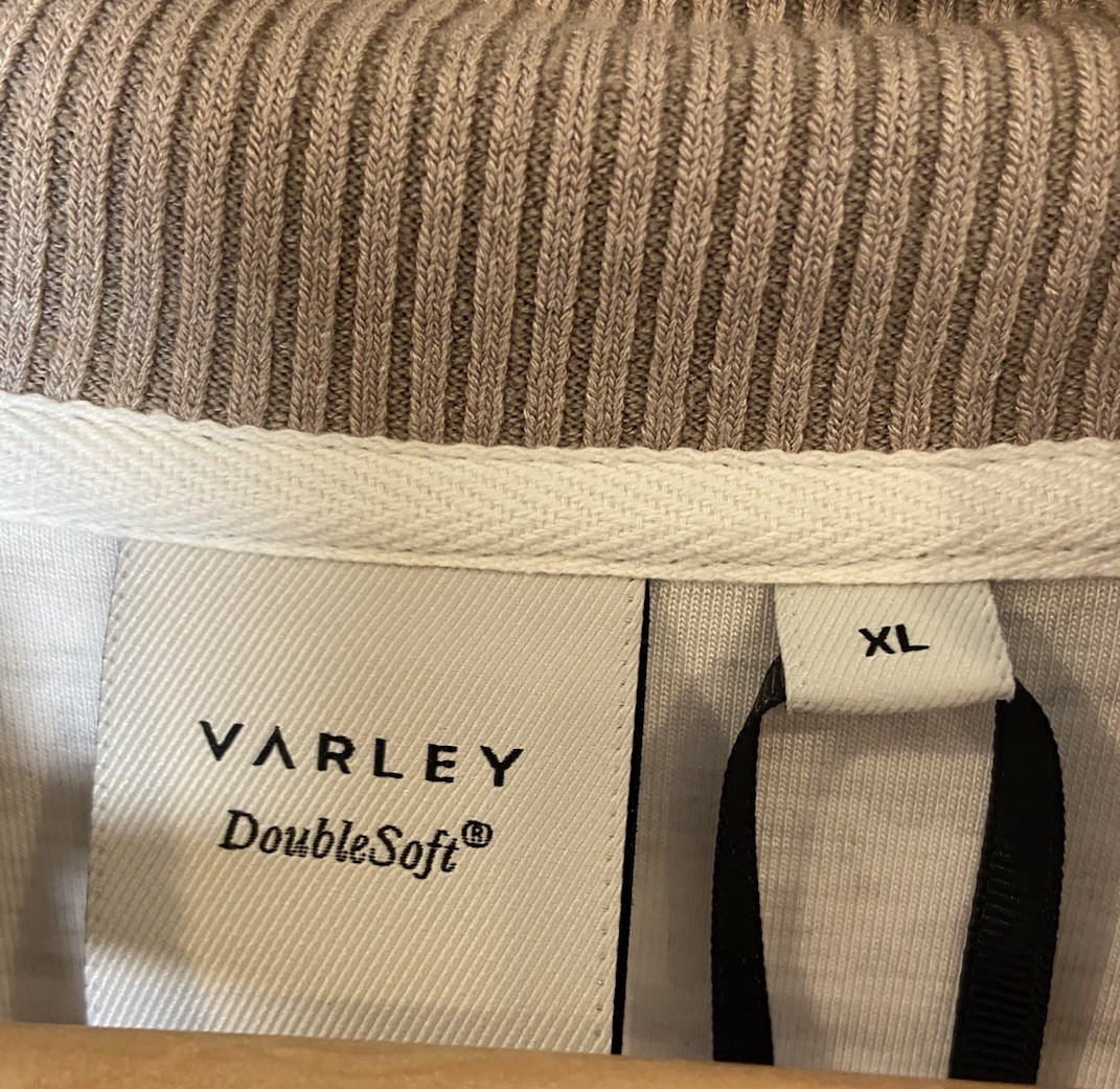 NWT Varley Doublesoft Loxley Raglan Boyfriend Sweatshirt Zip Cream Tan XL New
