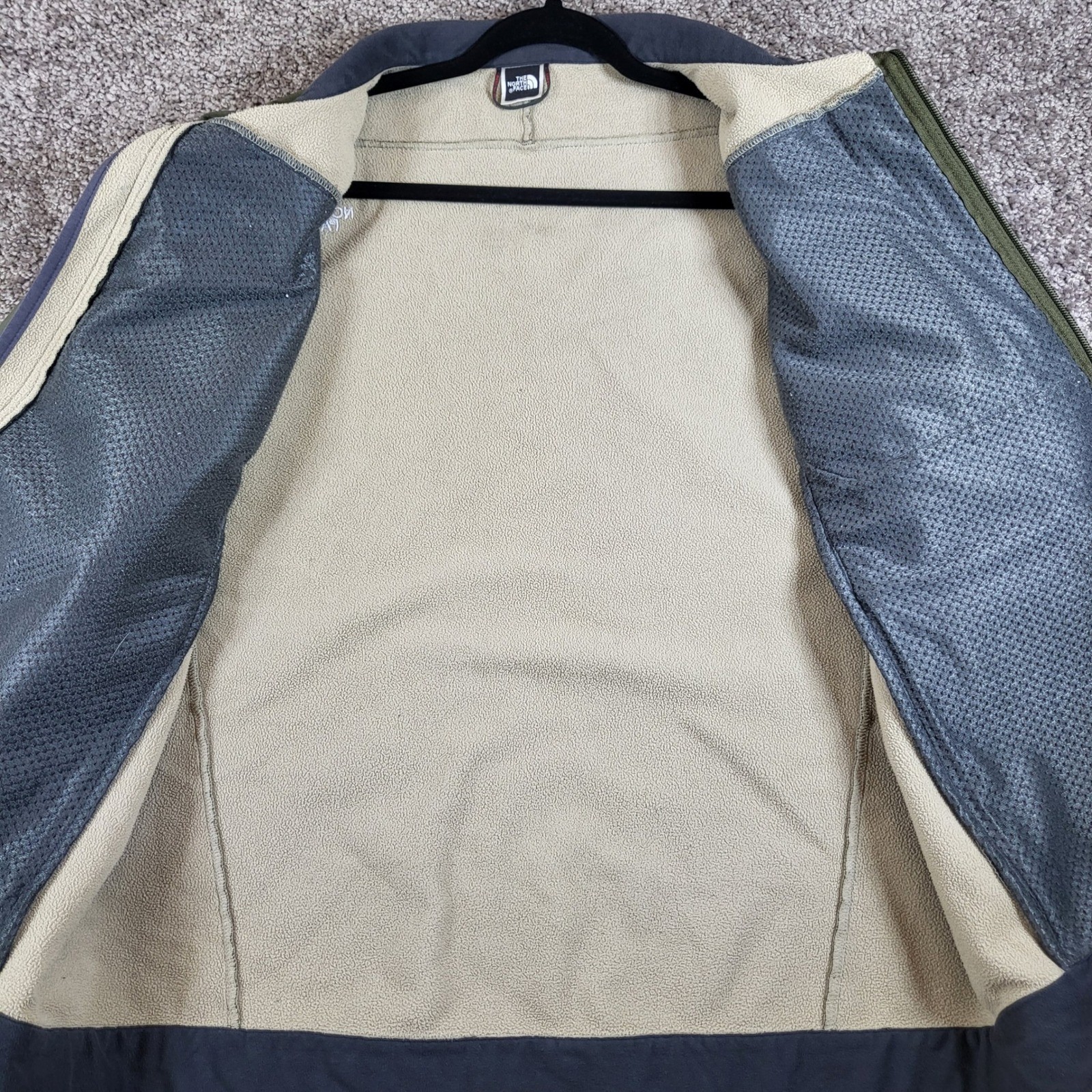 The North Face Mens Large Apex Softshell Jacket Full Zip Green Outdoor Coat