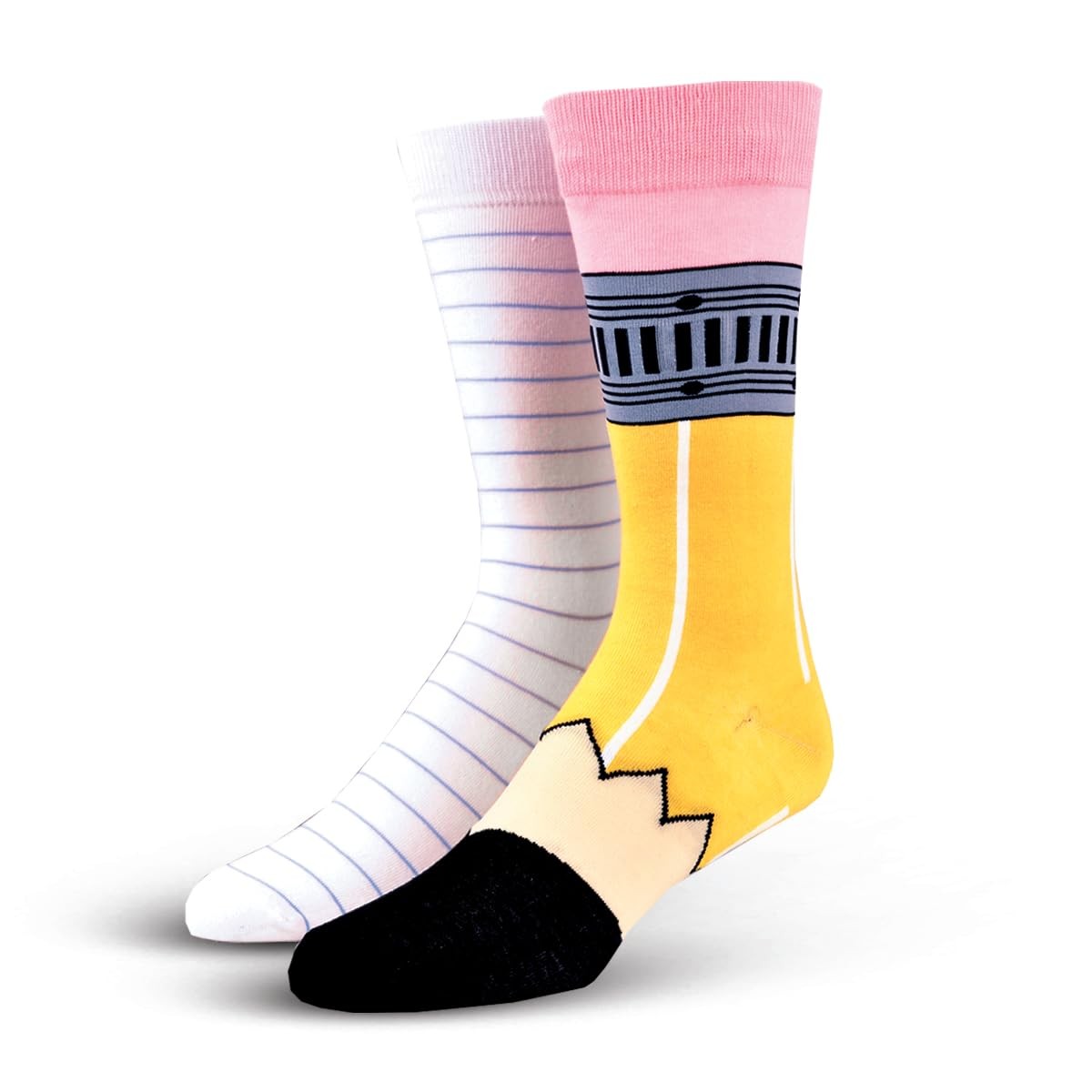 Cool Socks – Pencil & Paper Novelty Large Size Crew Socks for Men & Women – F…