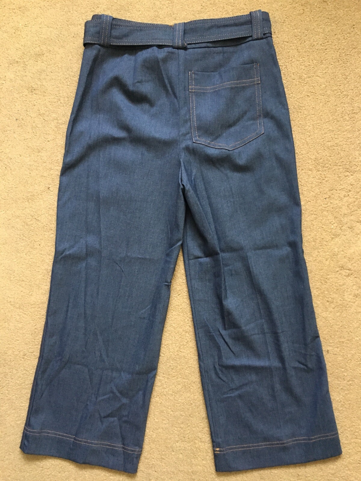 Next Women’s Indigo Denim Wide Crop Stretch Blue Trousers, UK8 Long, L25″, £42