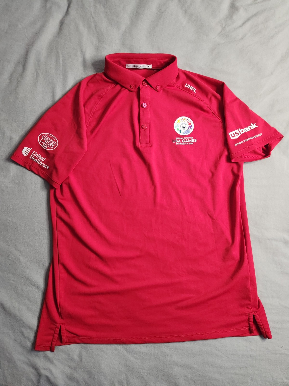 UNRL Golf Polo Shirt Mens Size Medium Crimson Red White Lightweight Summer NEW