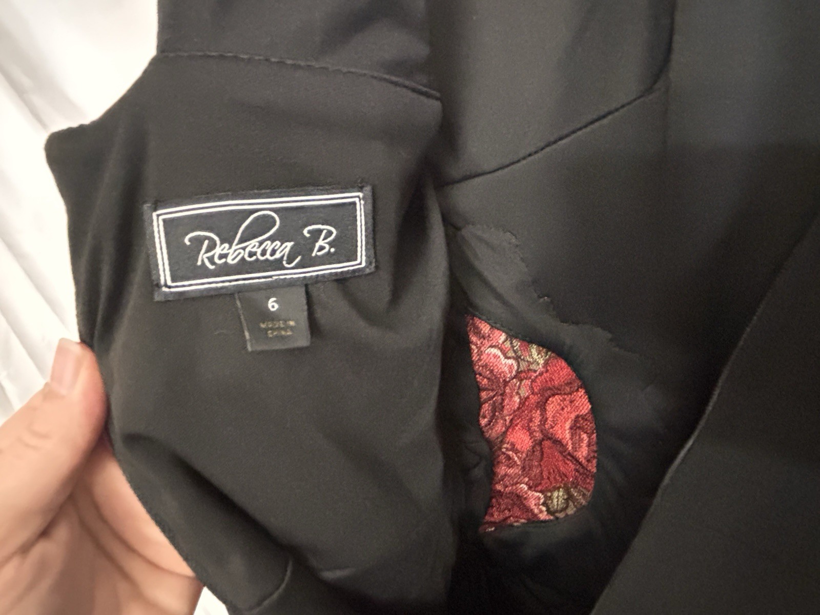 Rebecca b Black Dress With embroidery roses on side Size 6