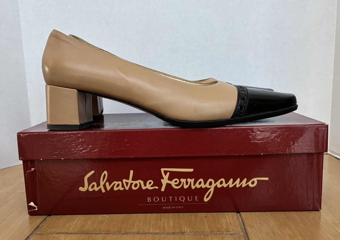 Salvatore Ferragamo Marisa 4cm 0240300 Sand Nappa Kid Nero Size 9