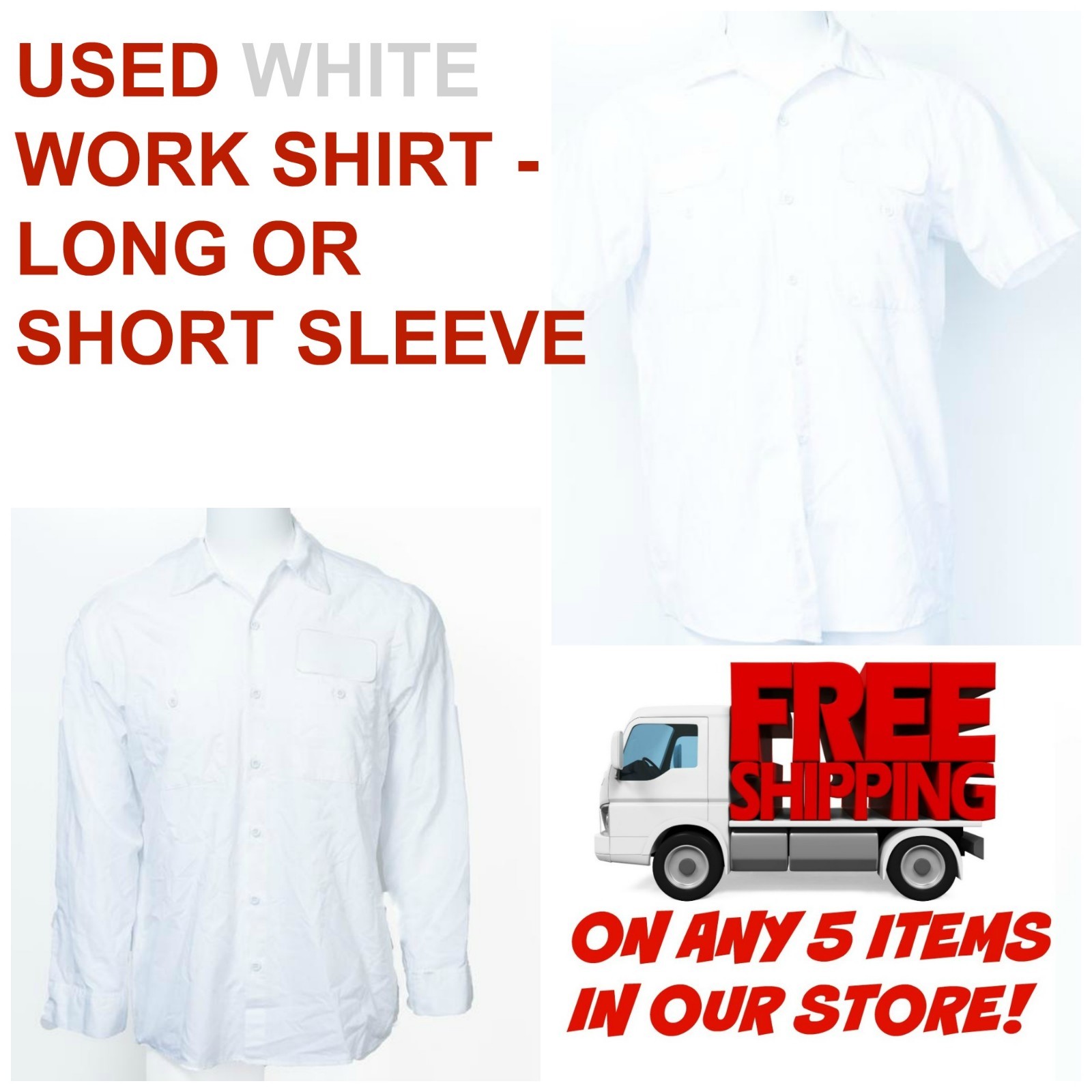Used Work Shirts Cintas, Redkap, Unifirst, G&K White