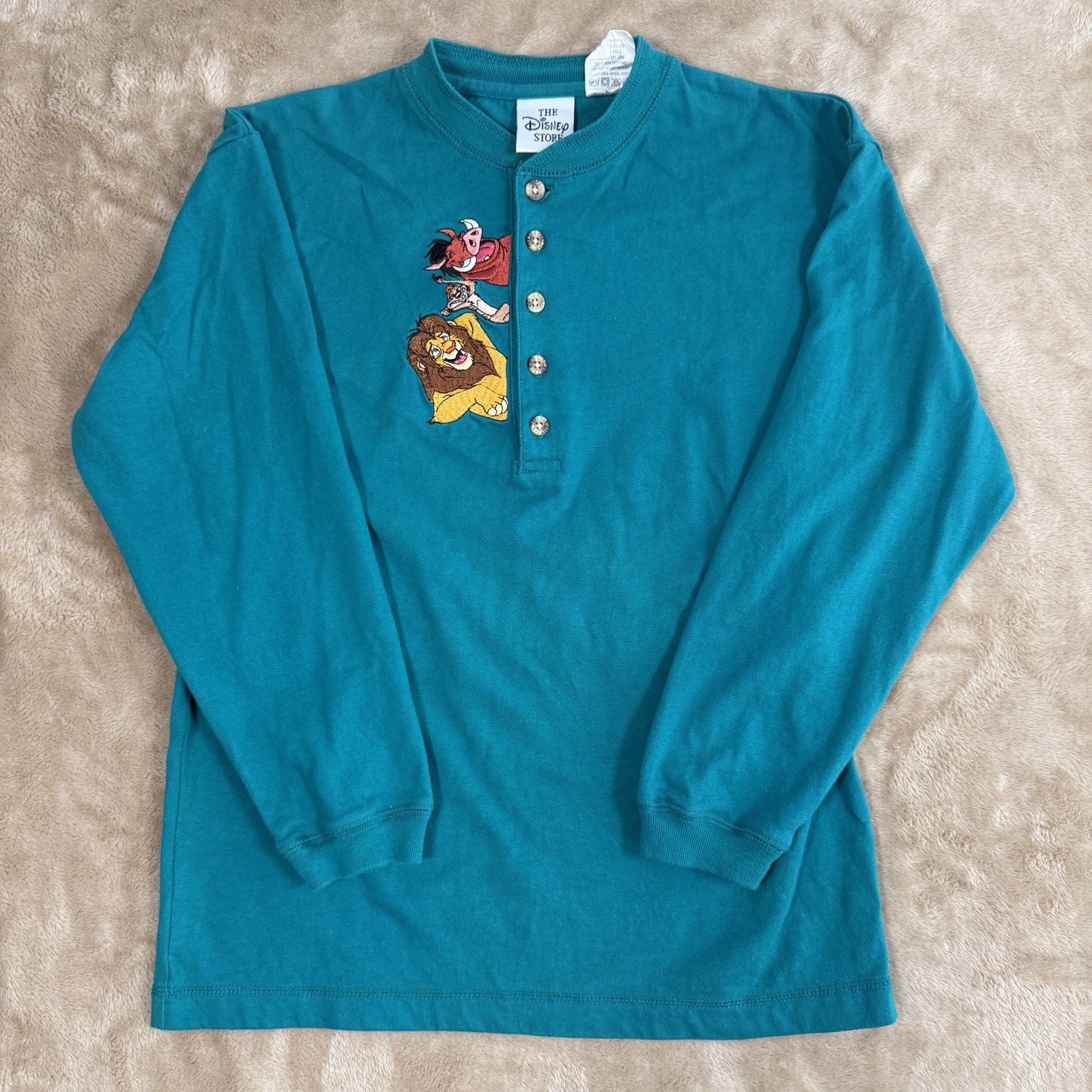 Vintage Disney Store The Lion King Shirt Kids Simba Timon Pumbaa Embroidered L