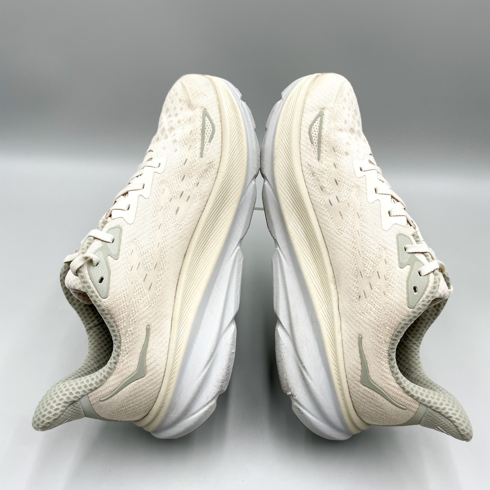 Hoka Clifton 9 Mens 9D Road Running Shoes Oat Milk Barley Chunky Sneaker Gym