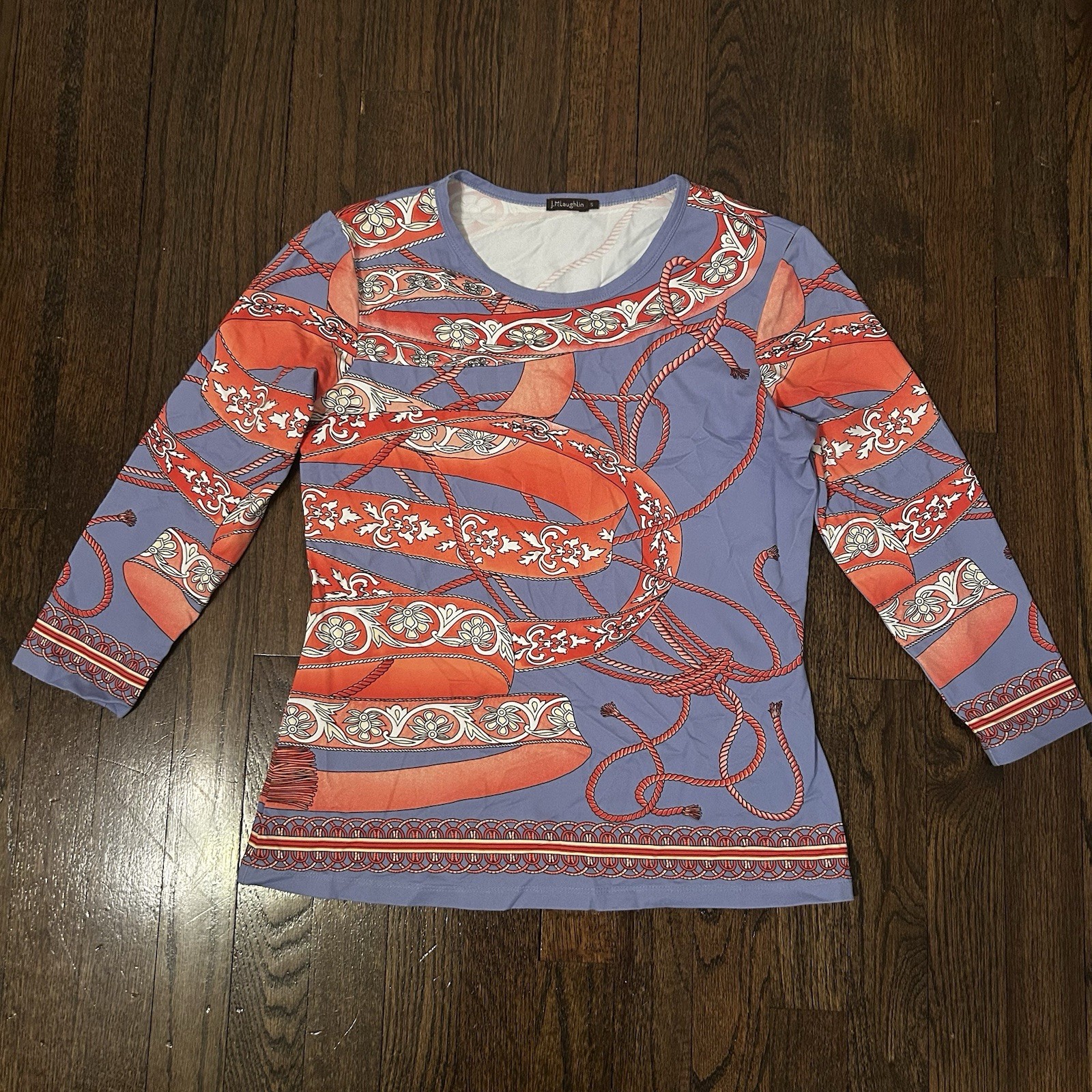J. McLaughlin Women’s Catalina Cloth 3/4 Sleeve Shirt Top Printed Size S Small