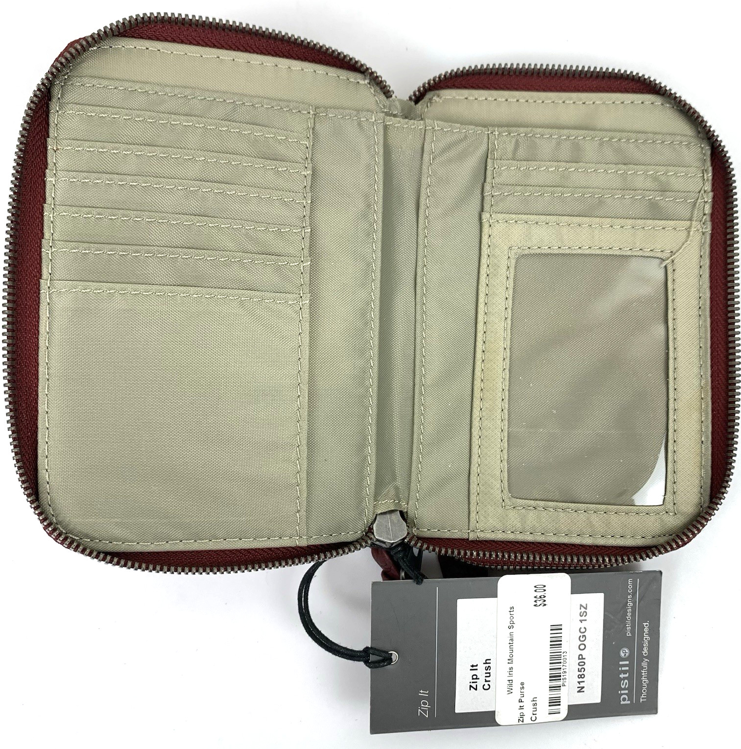 Pistil Zip It Crush Small Purse/Wallet Burgundy/Red -NWT