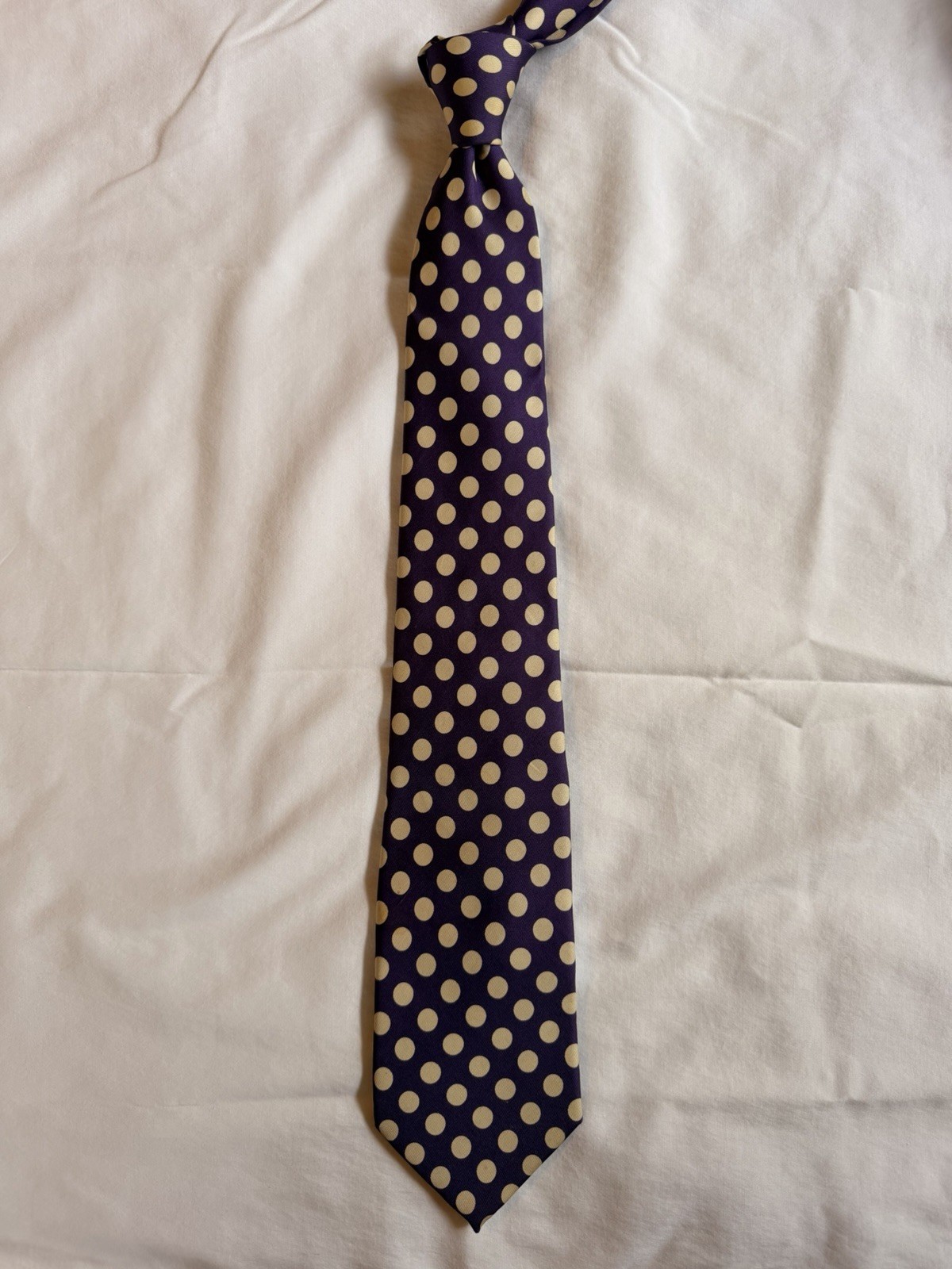 Turnbull & Asser Men’s Neck Tie Purple Blue Polka Dot Silk Handmade in England