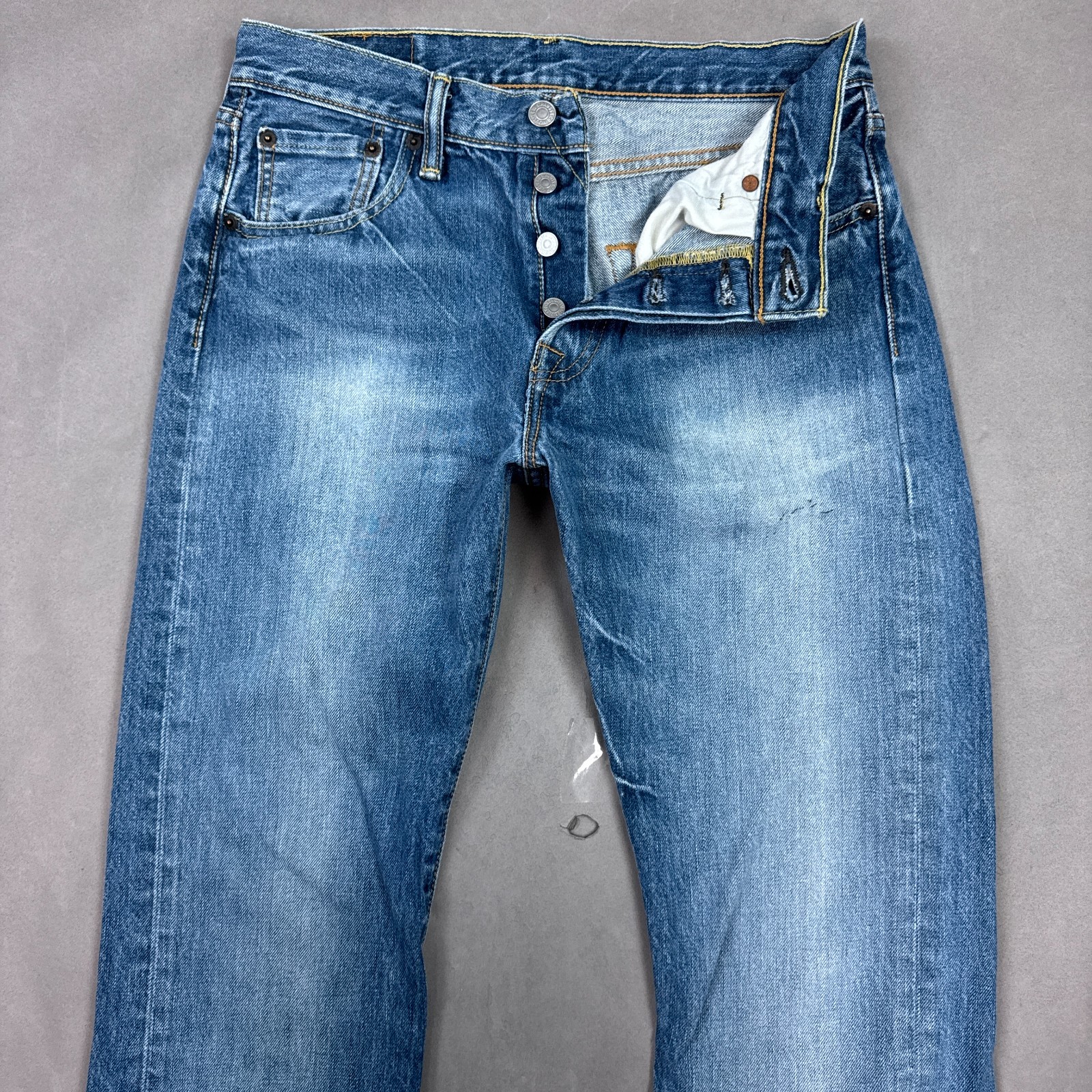 Levis 501 Jeans Mens 29×32 Blue Button Fly Denim Pants Straight Faded Washed Out