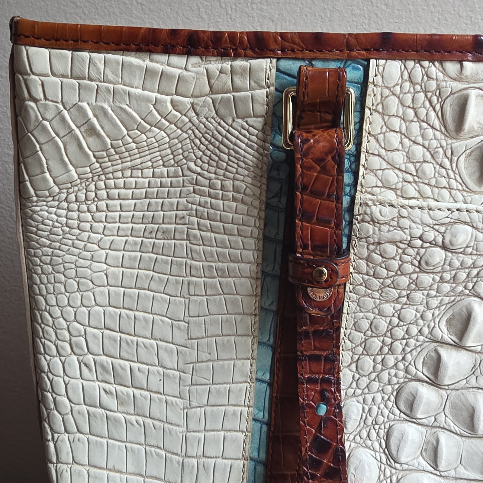 Brahmin Medium Asher Tote Coconut Soraya Melbourne Leather Rare Crocodile White
