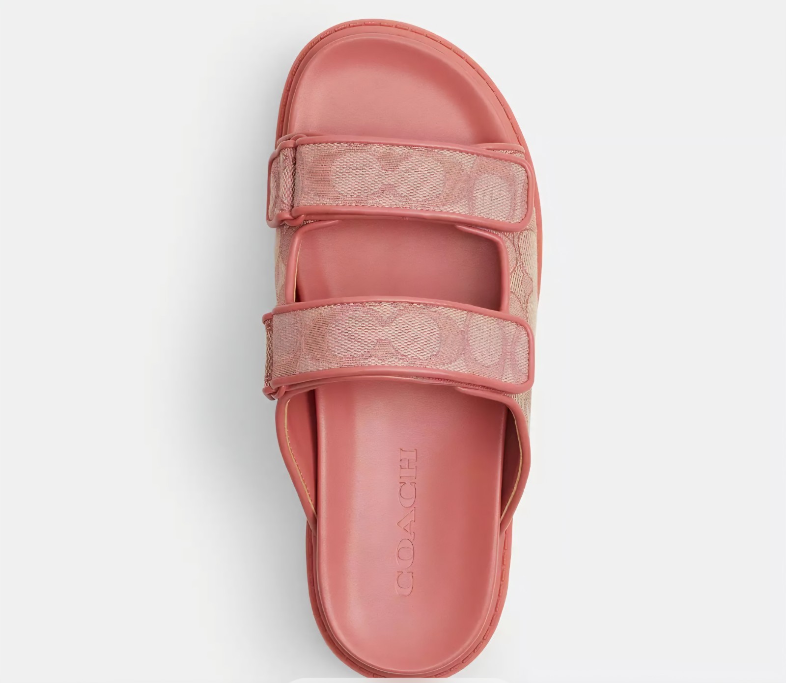 NWT Coach Woman Two Band Sport Slide In Signature Jacquard True Pink CBN29