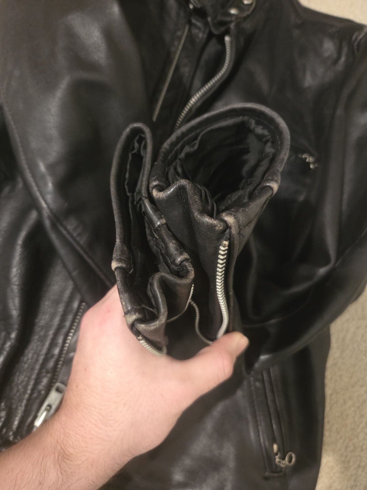 Schott 141 Size 42 Black Leather Cafe Racer Jacket Cowhide Made In USA