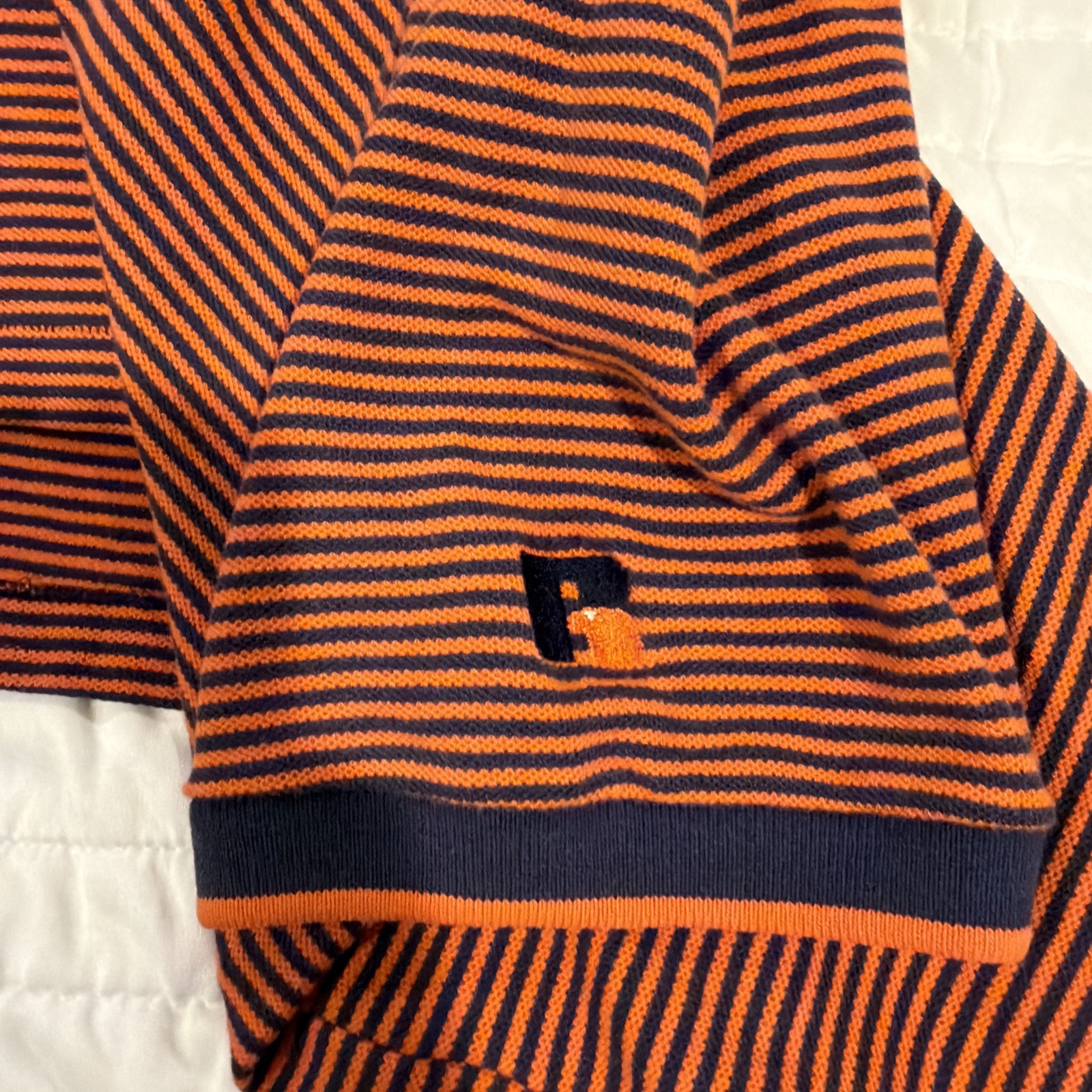Vintage Russell Athletic Auburn Tigers Polo XL Made In USA Striped Blue Orange