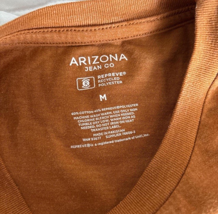 🪴Arizona Jean Co Brown Solid Crew Neck Short Sleeve Knit Cotton Blend T-Shirt M
