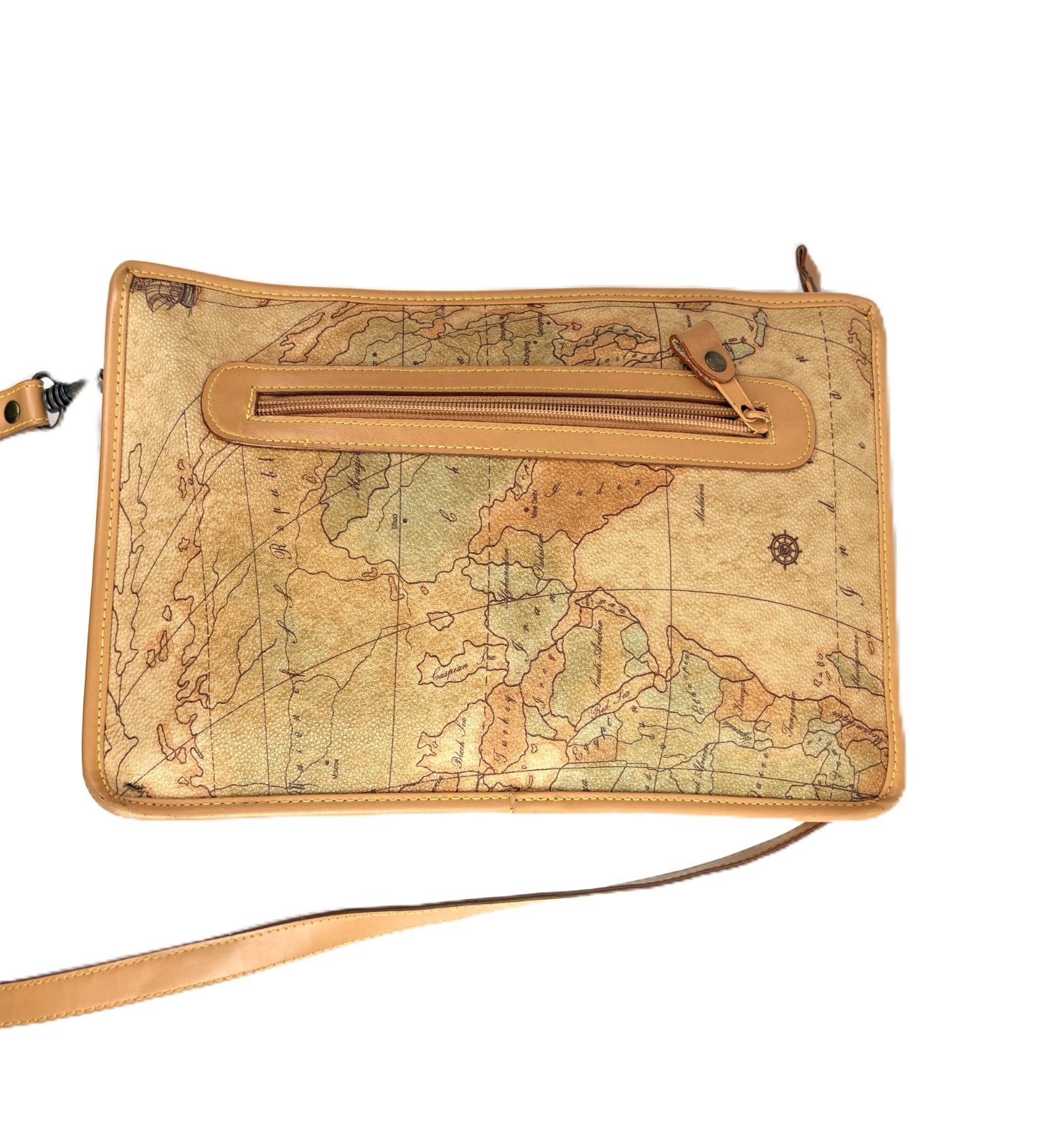 Allan Edward Geo Map Print Crossbody Purse Shoulder Bag Vintage 1990s