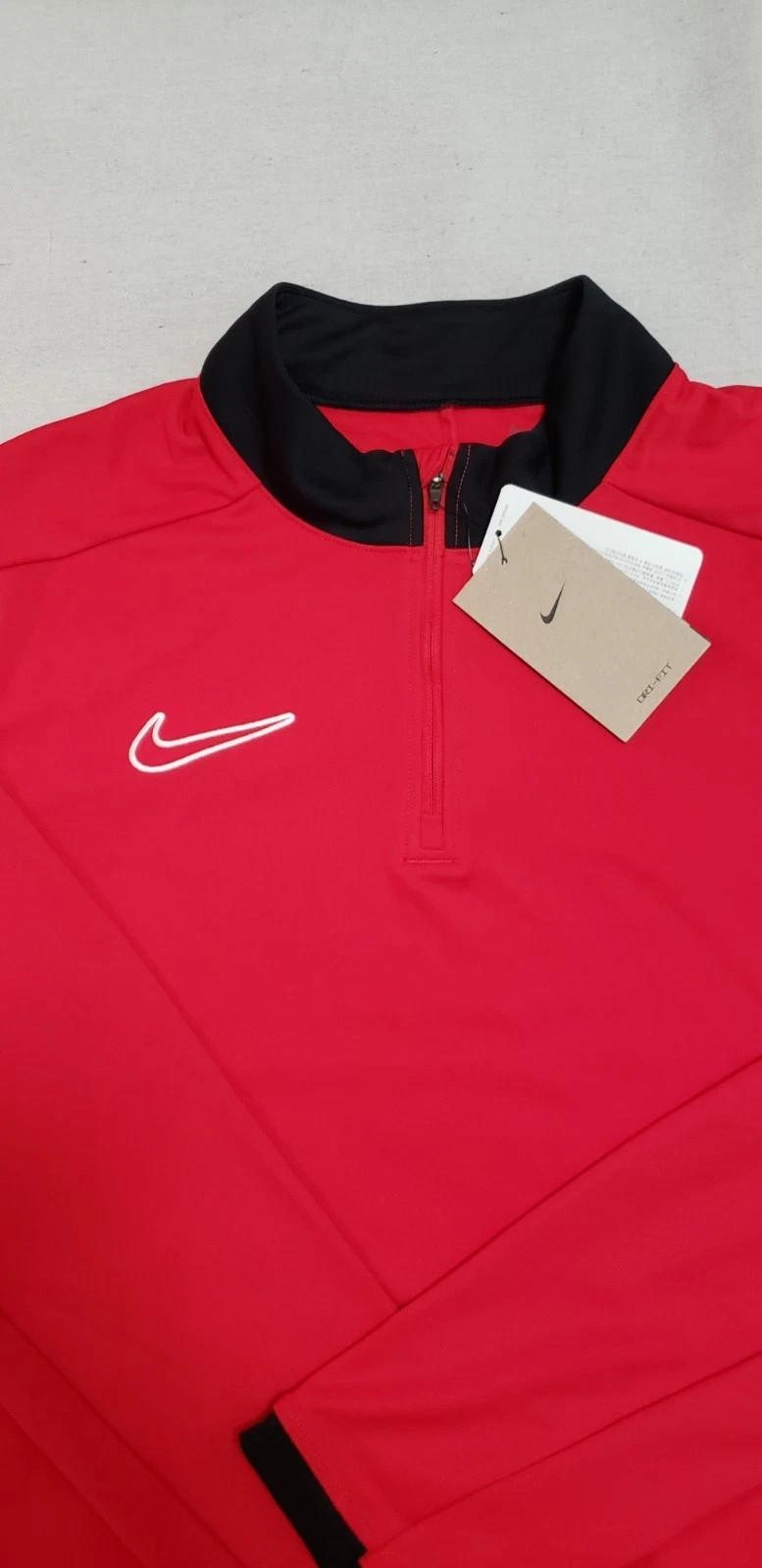 Nike Academy Men’s L Red Black Pullover 1/4 Zip Drill Top Dri-FIT FZ9767 627