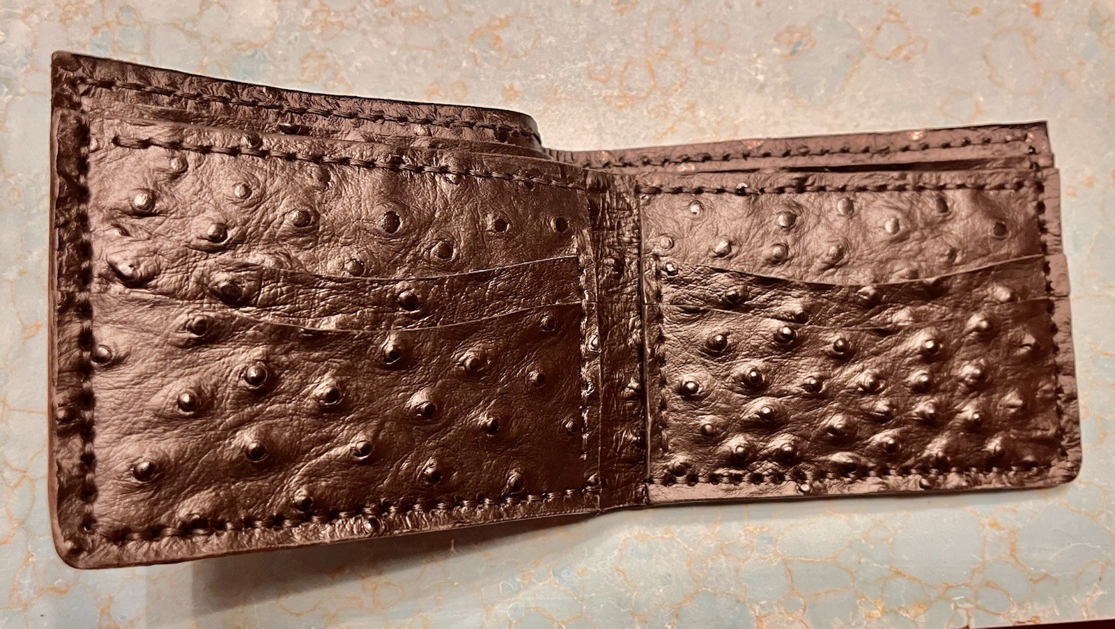 Ostrich Leather Wallet Bonfe Leather Workshop Men Black Full Quill Bifold