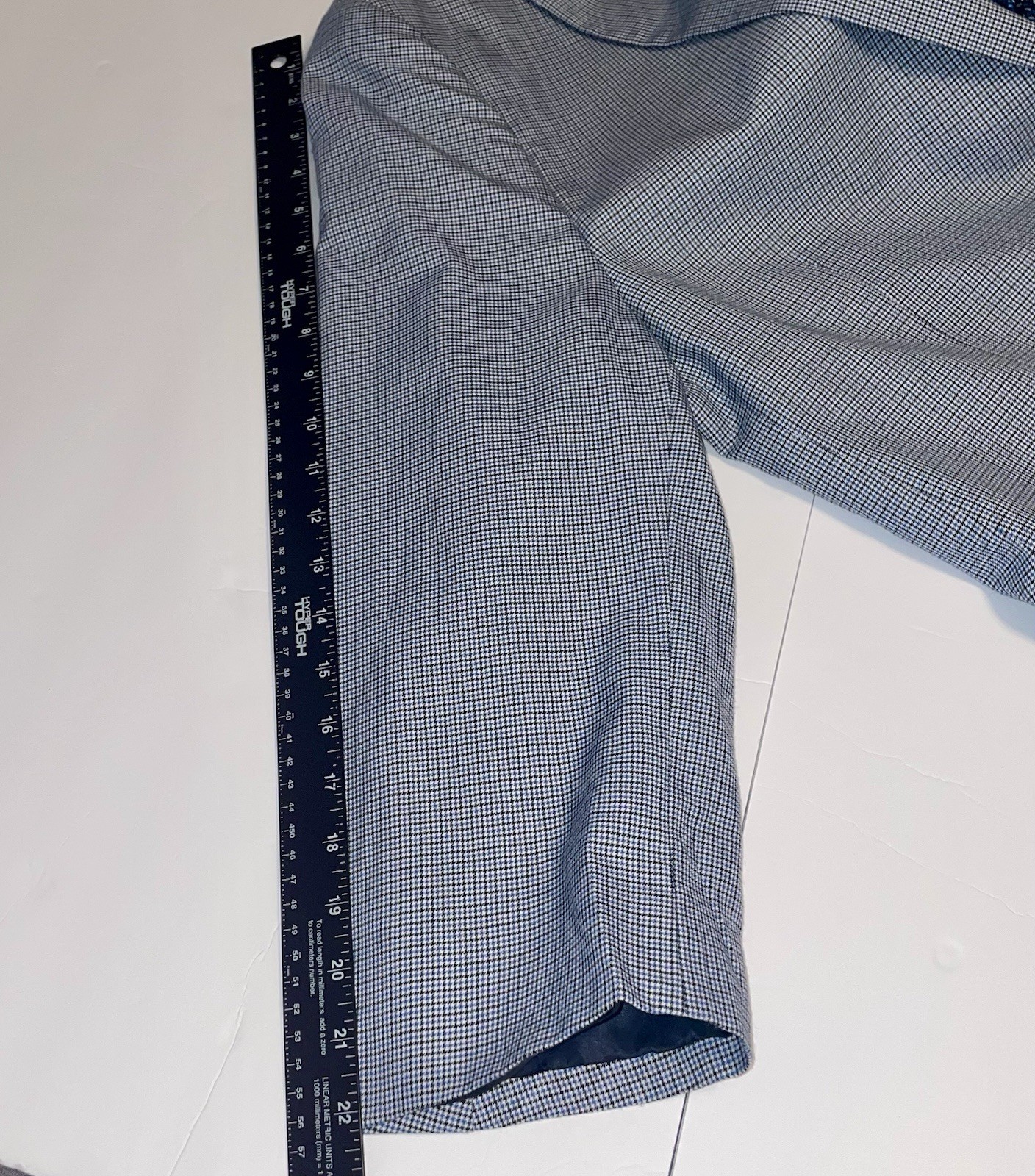 Alan Flusser Blue Check Floral Liner PolyBlend Mens•48R SportsCoat Jacket Blazer