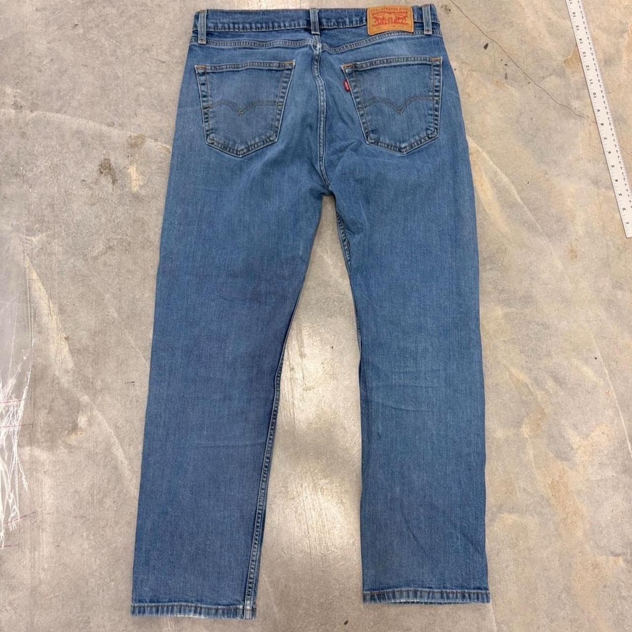Levis 505 Straight Leg Distressed Faded Light Wash Jeans Blue 34×30