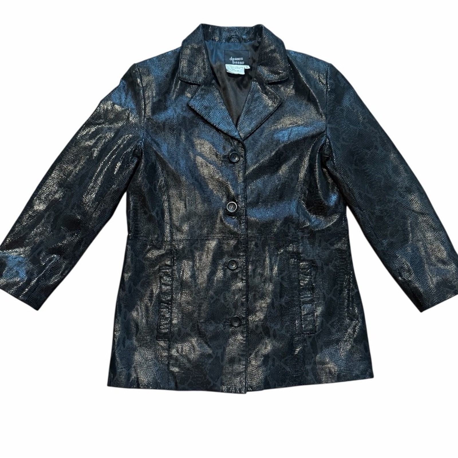 Vintage Black 🐍 snake skin leather suede Jacket. Dennis basso size small.