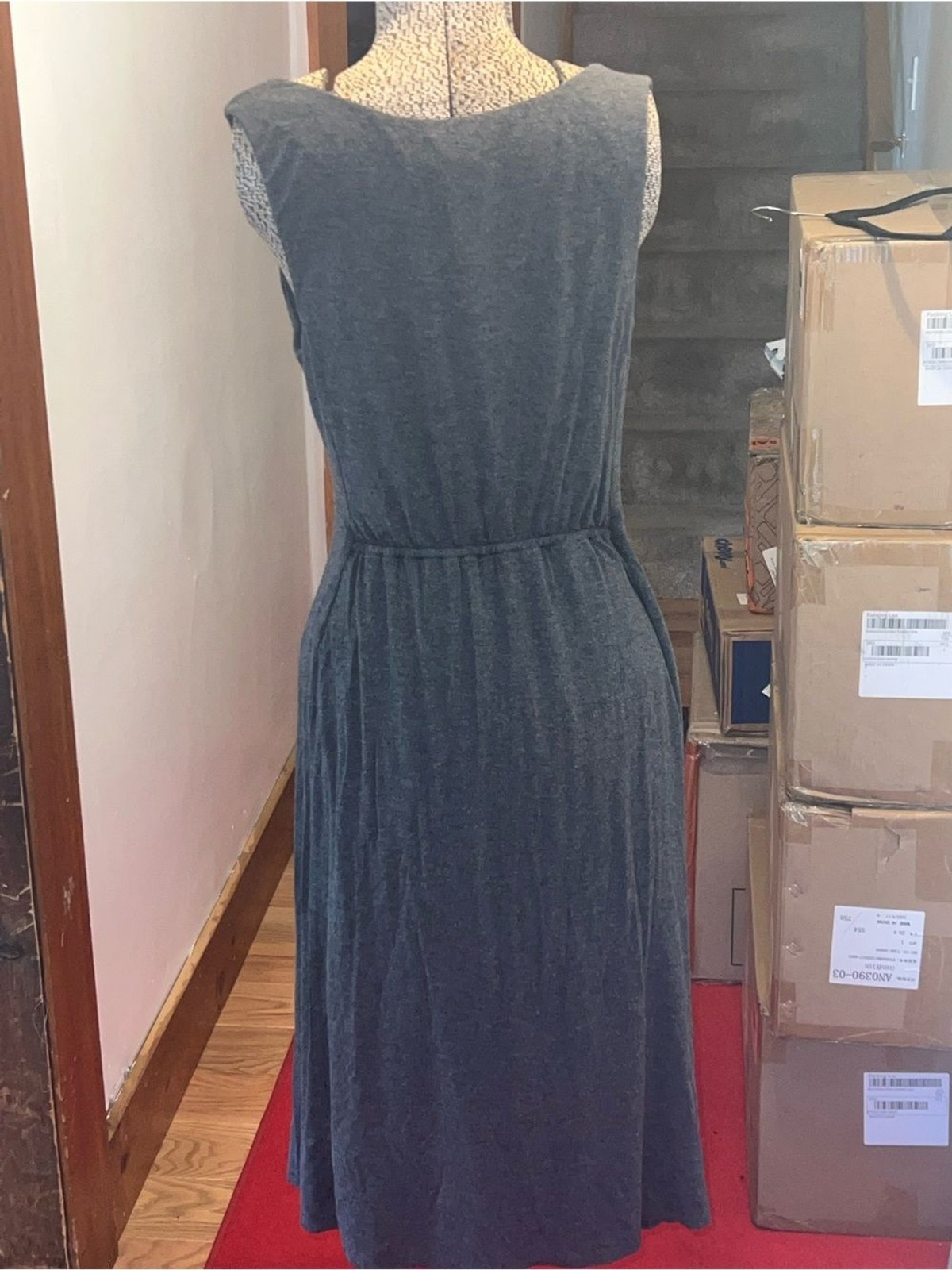 Maeve Charcoal Gray Wrap-Style Maxi Dress