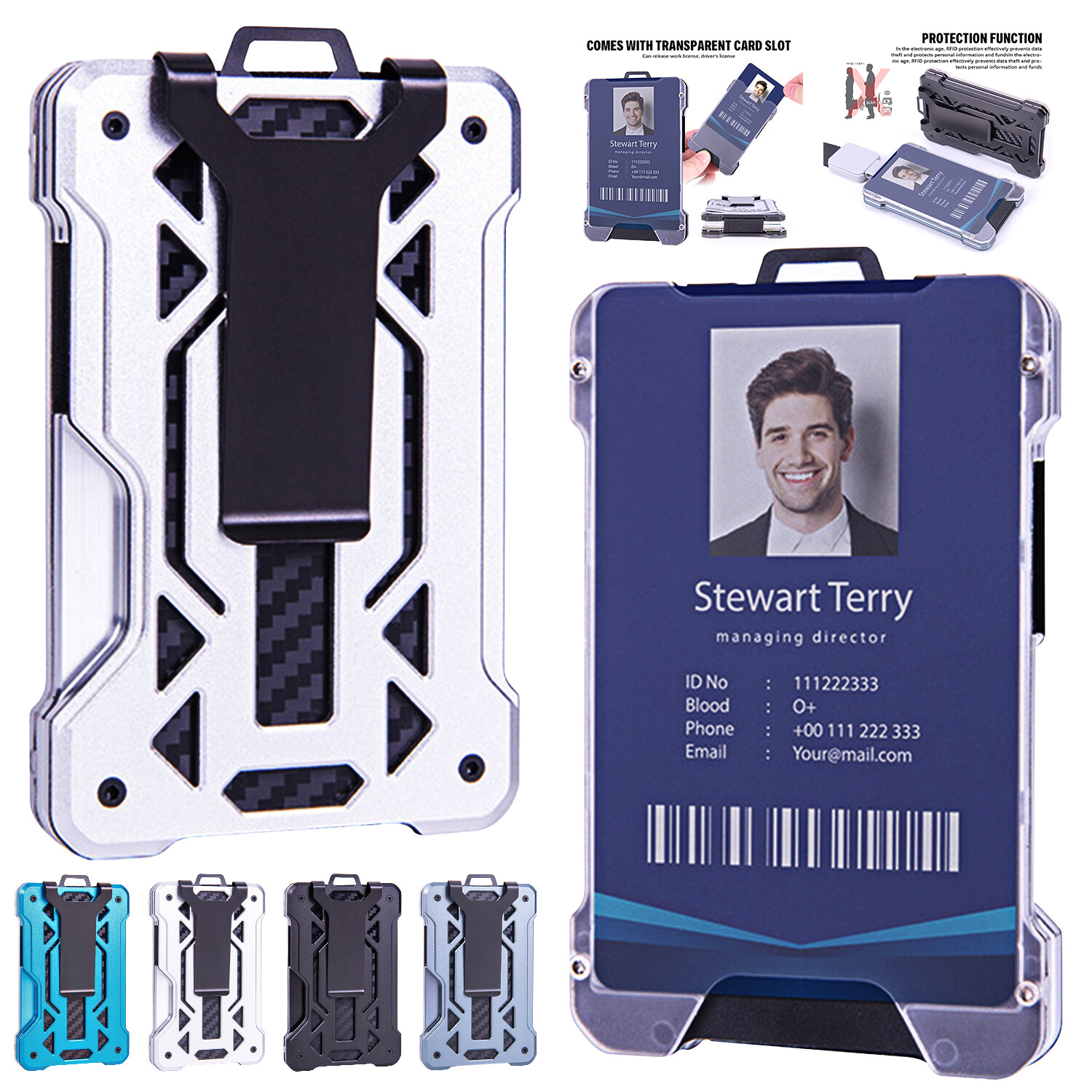 Men’s Aluminum RFID Blocking Money Clip Slim Credit ID Card Holder Metal Wallet