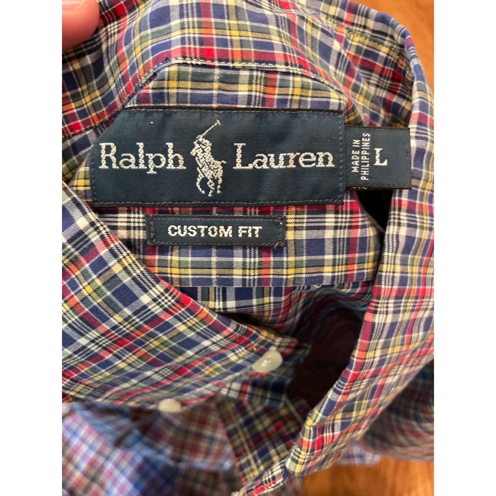 Ralph Lauren Mens Button Up Shirt L Multicolor Plaid Custom Fit Long Sleeve Pony