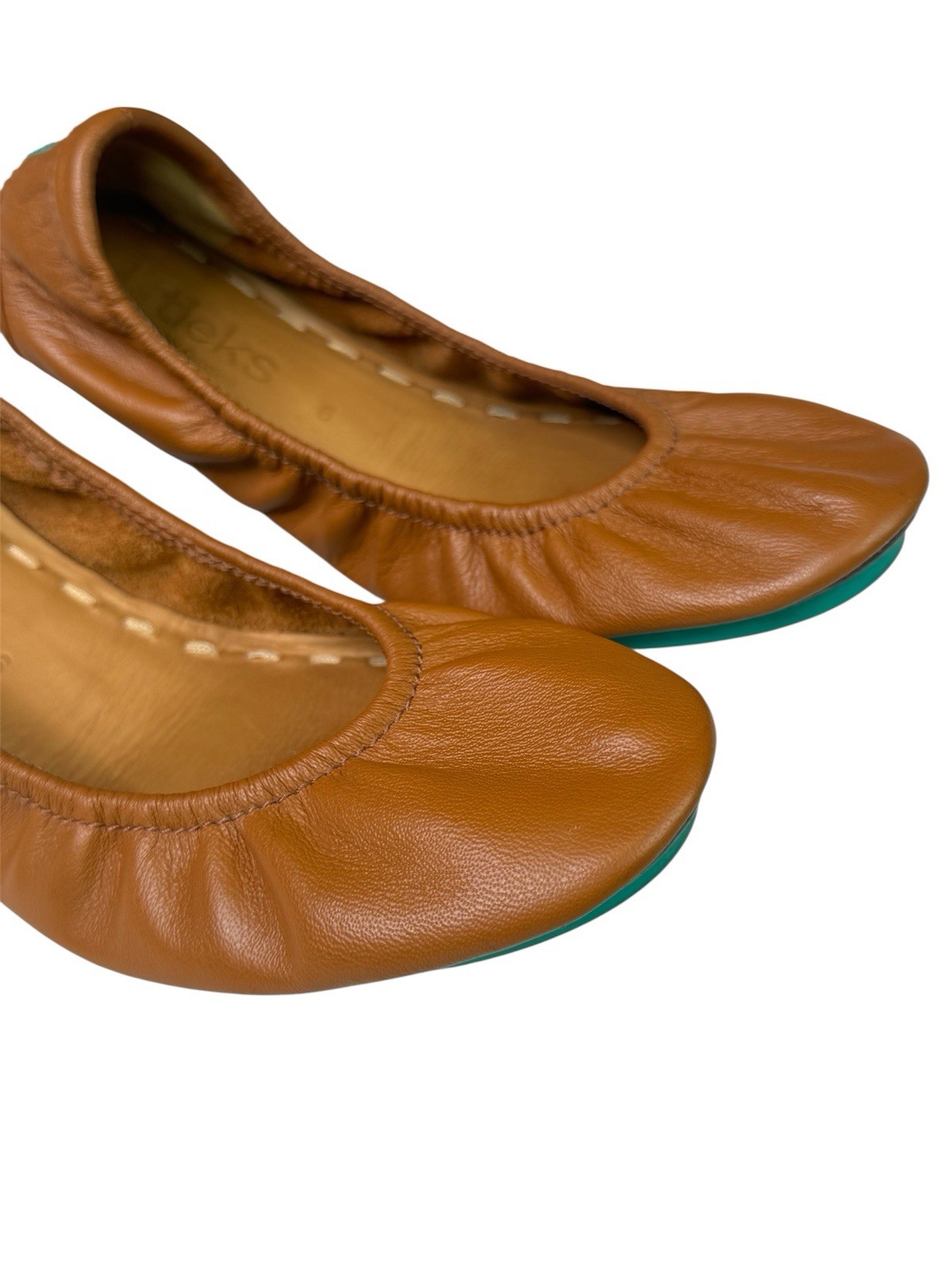 Tieks Chestnut Rich Brown Nappa Leather Travel Ballet Flat Shoes Size 6 Ret $210