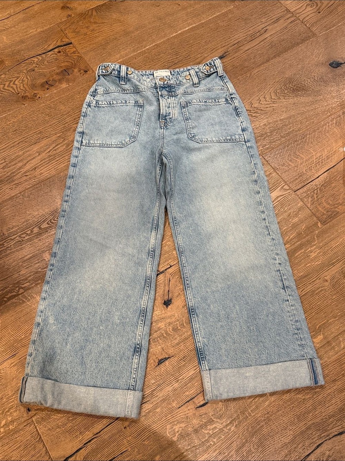 We The Free Palmer cuffed Light Wash Wide Leg Jeans – Faded Blue 26