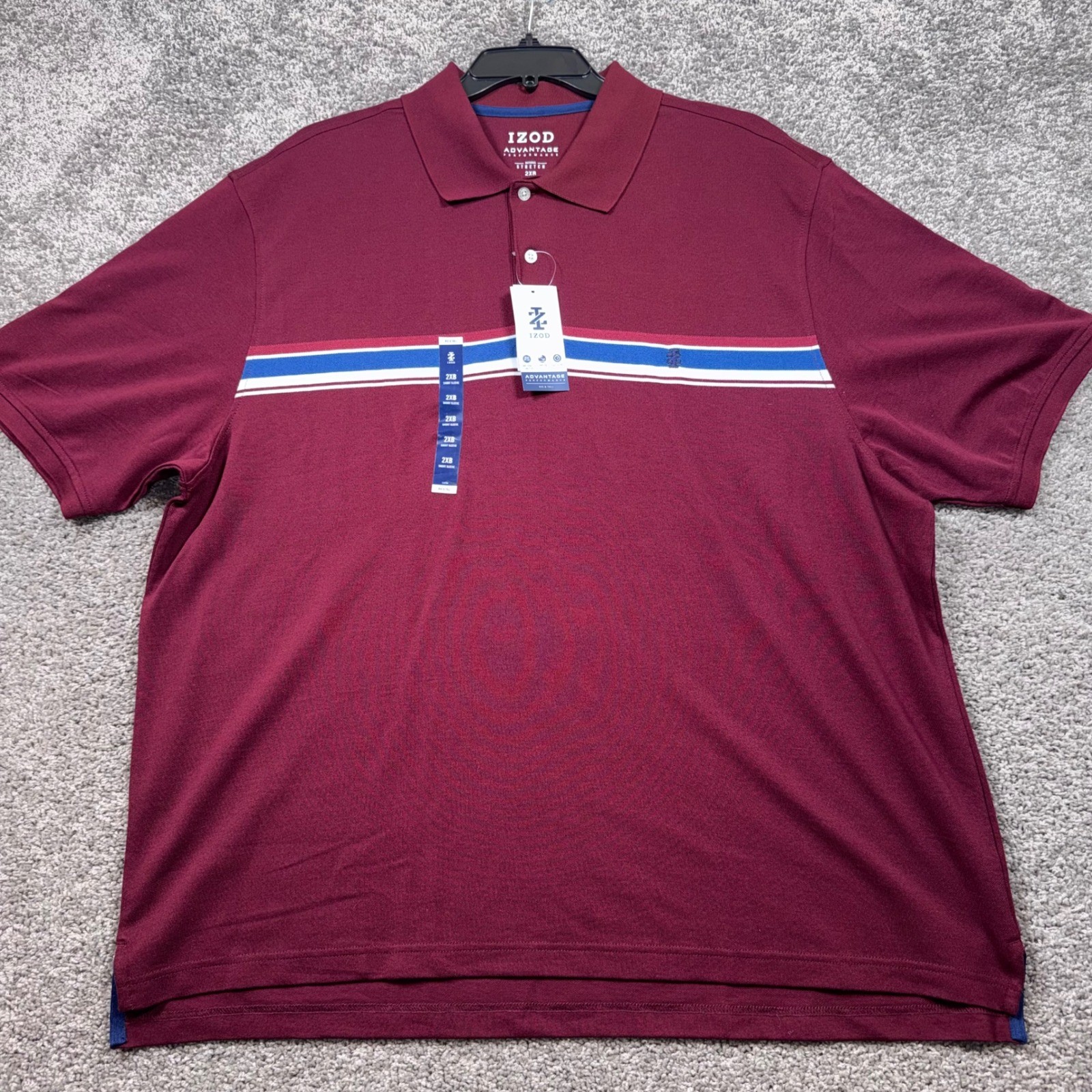 IZOD Advantage Performance Polo Mens Stretch Maroon 2XB NEW