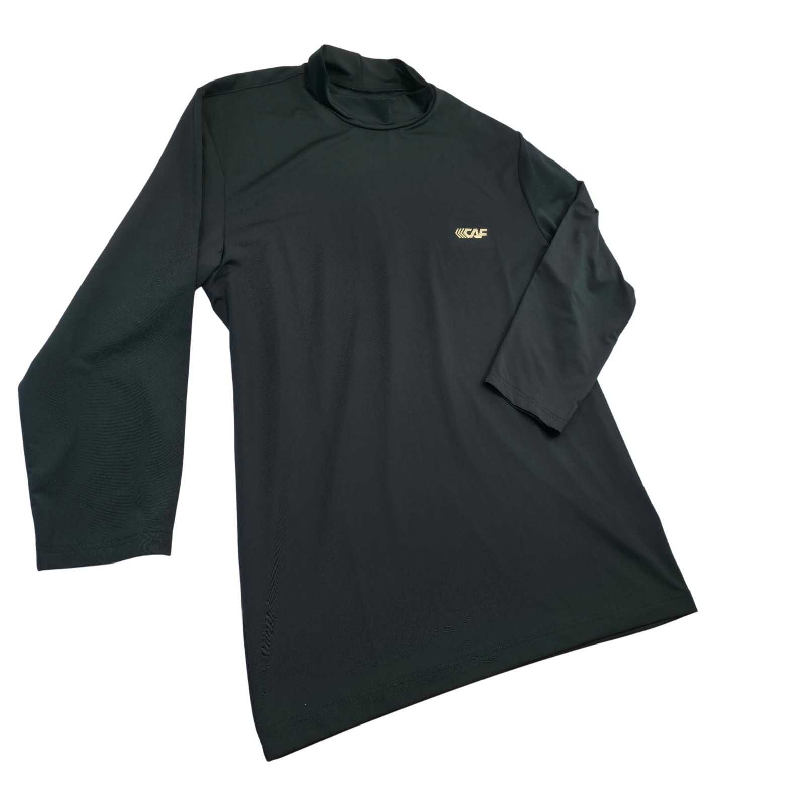 CAF Performance Mock Neck Long Sleeve Athletic Shirt Mens Size 100 L Black Korea