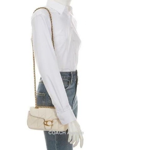 COACH Tabby 20 Quilted Shoulder Bag Nappa Leather White CP149 Gold outlet