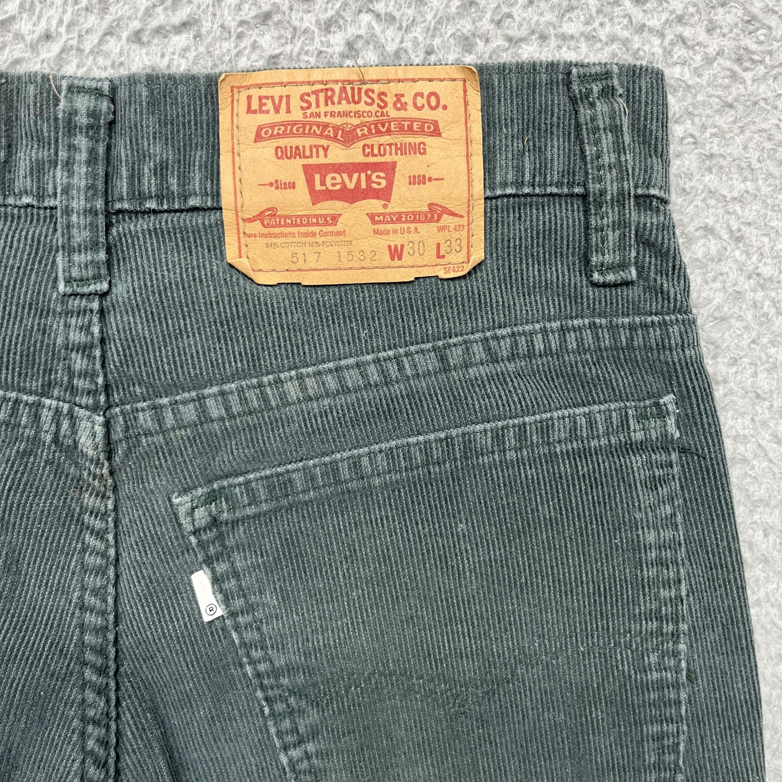 Vintage Levis 517 Corduroy Pants Mens 30×28 Green Bootcut 5 Pocket USA 80s