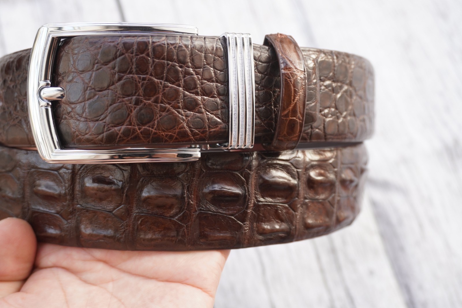 Brown Genuine Crocodile Hornback Leather Skin Men’s Belt W 1.3 inch #T34