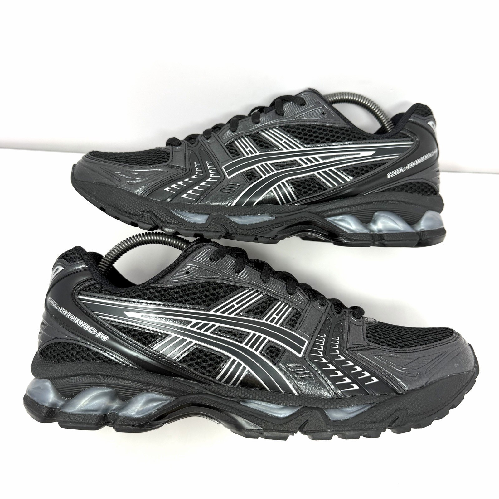 ASICS Men’s Gel Kayano 14 Running Shoes Sz 9 Black Pure Silver 1201A019-006 EUC