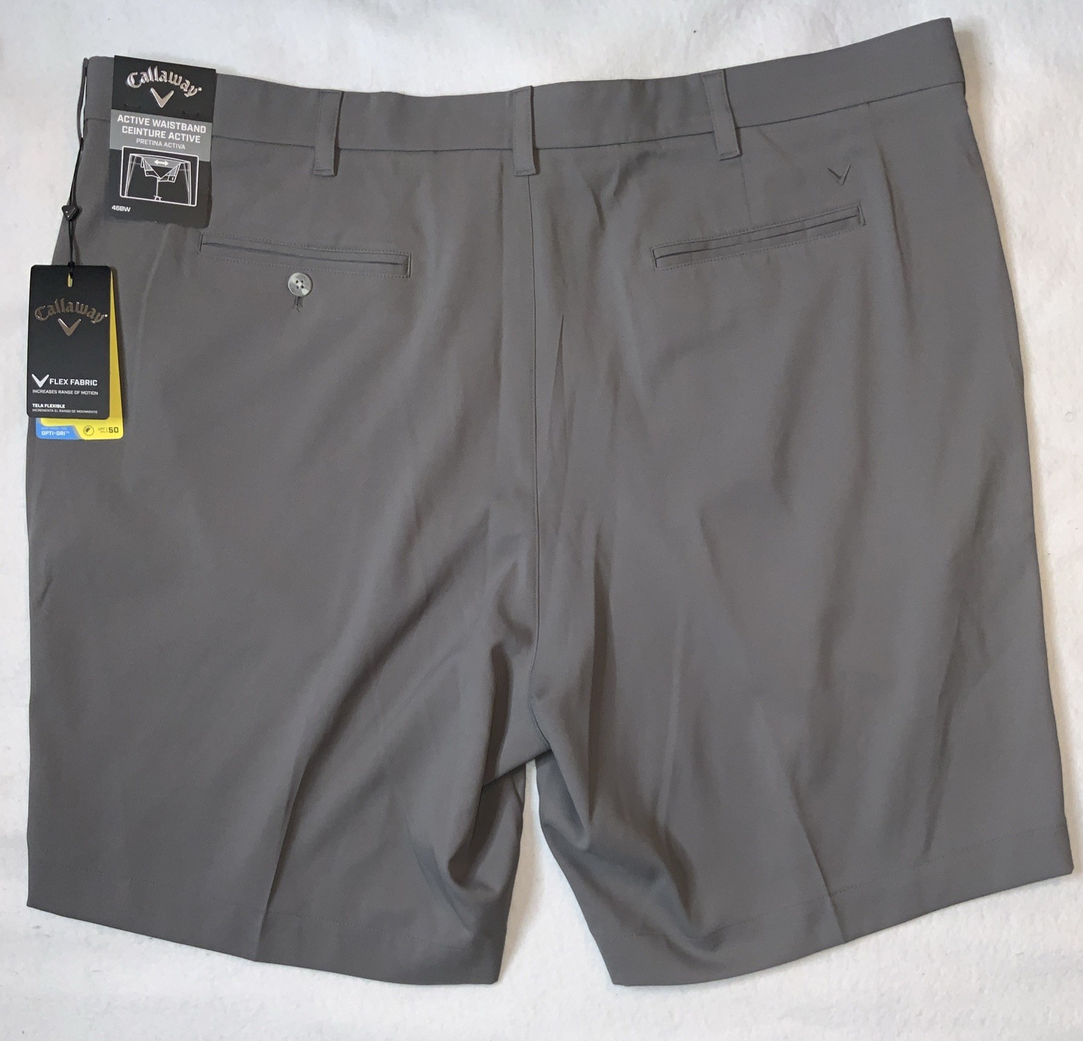 Callaway Men Stretch Flex Fabric Opti-Dri Quiet Shade Grey UPF 50 Shorts Sz 46B